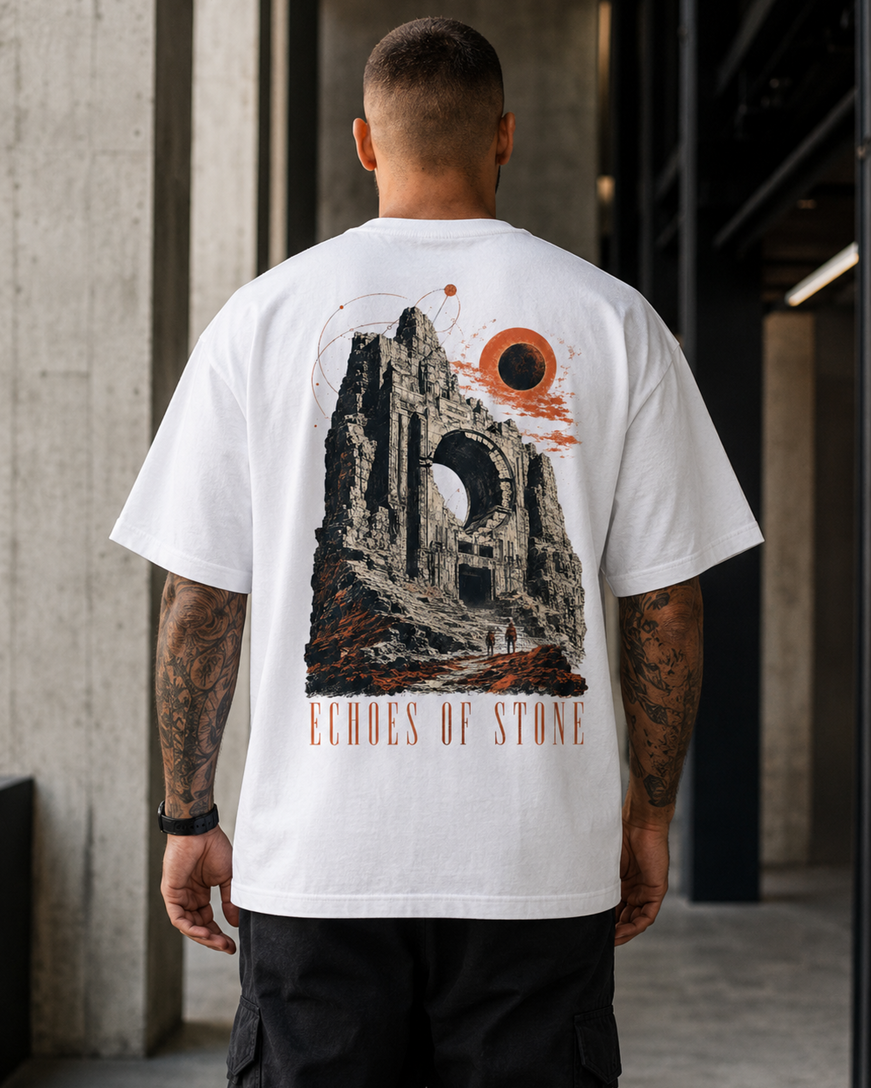 Vintage Ruins Echoes of Stone graphic t-shirt - back print view