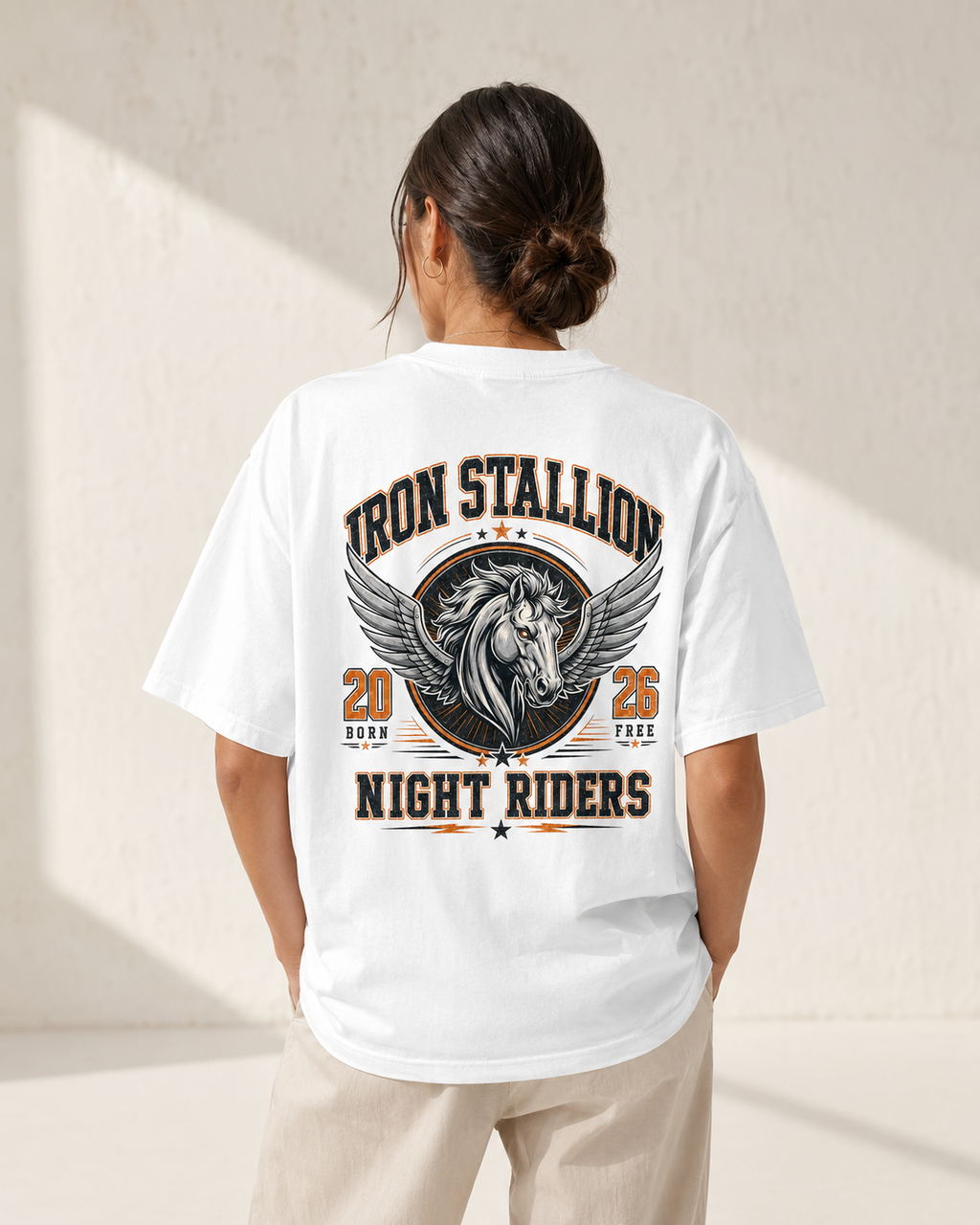 Iron Stallion Graphic T-Shirt – Vintage Winged Horse Streetwear Tee