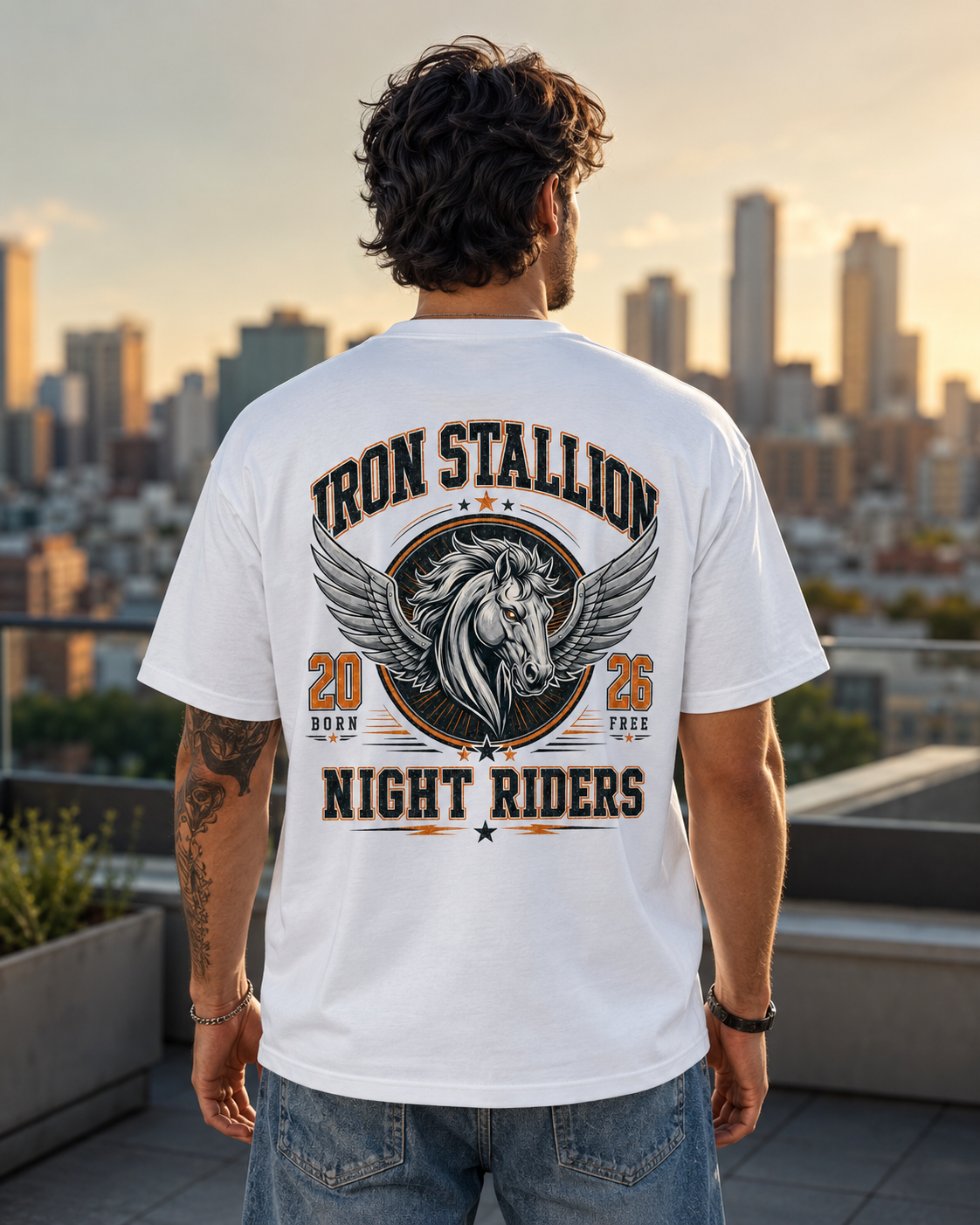 Iron Stallion Graphic T-Shirt – Vintage Winged Horse Streetwear Tee