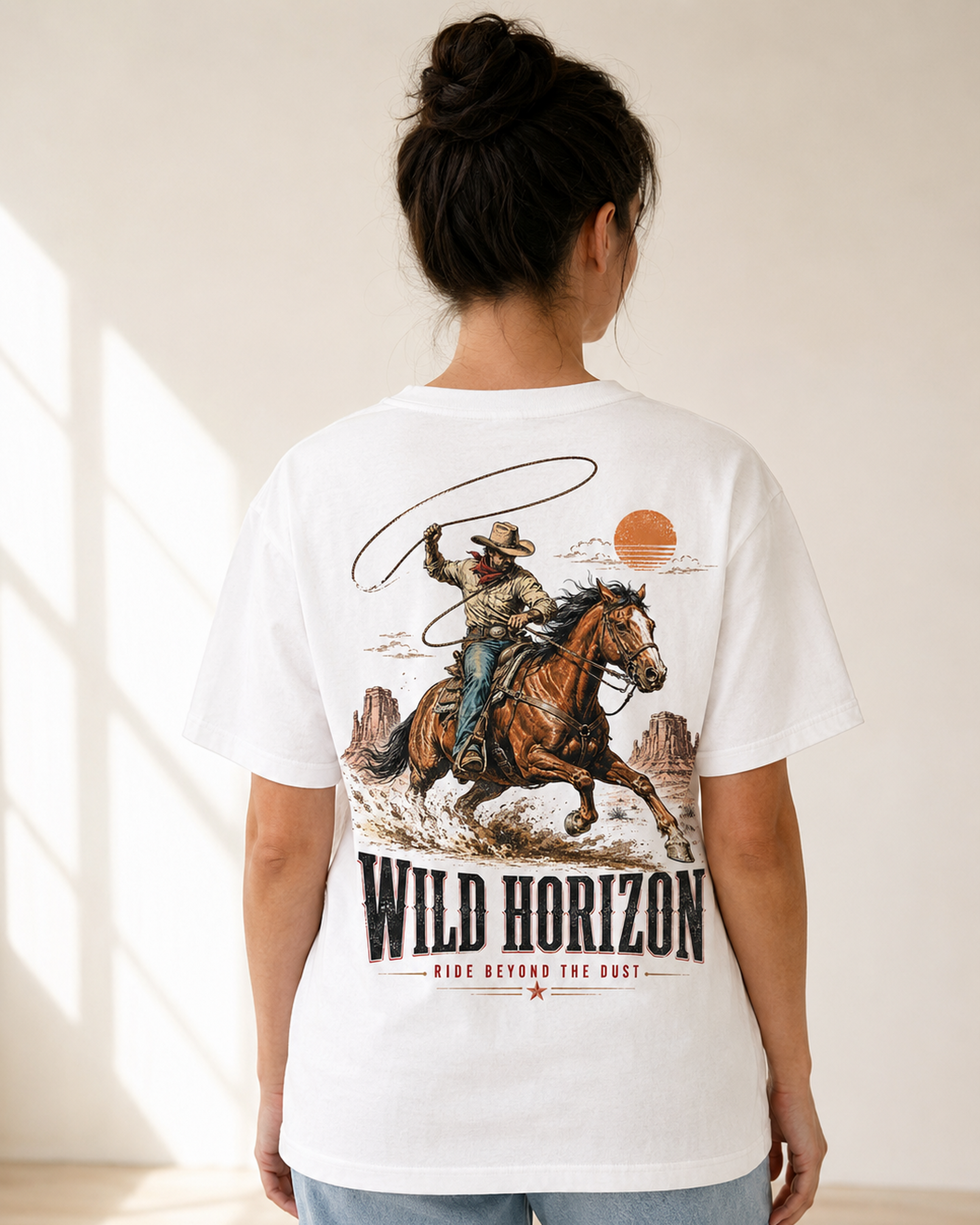 Vintage Western Cowboy graphic t-shirt - fabric detail