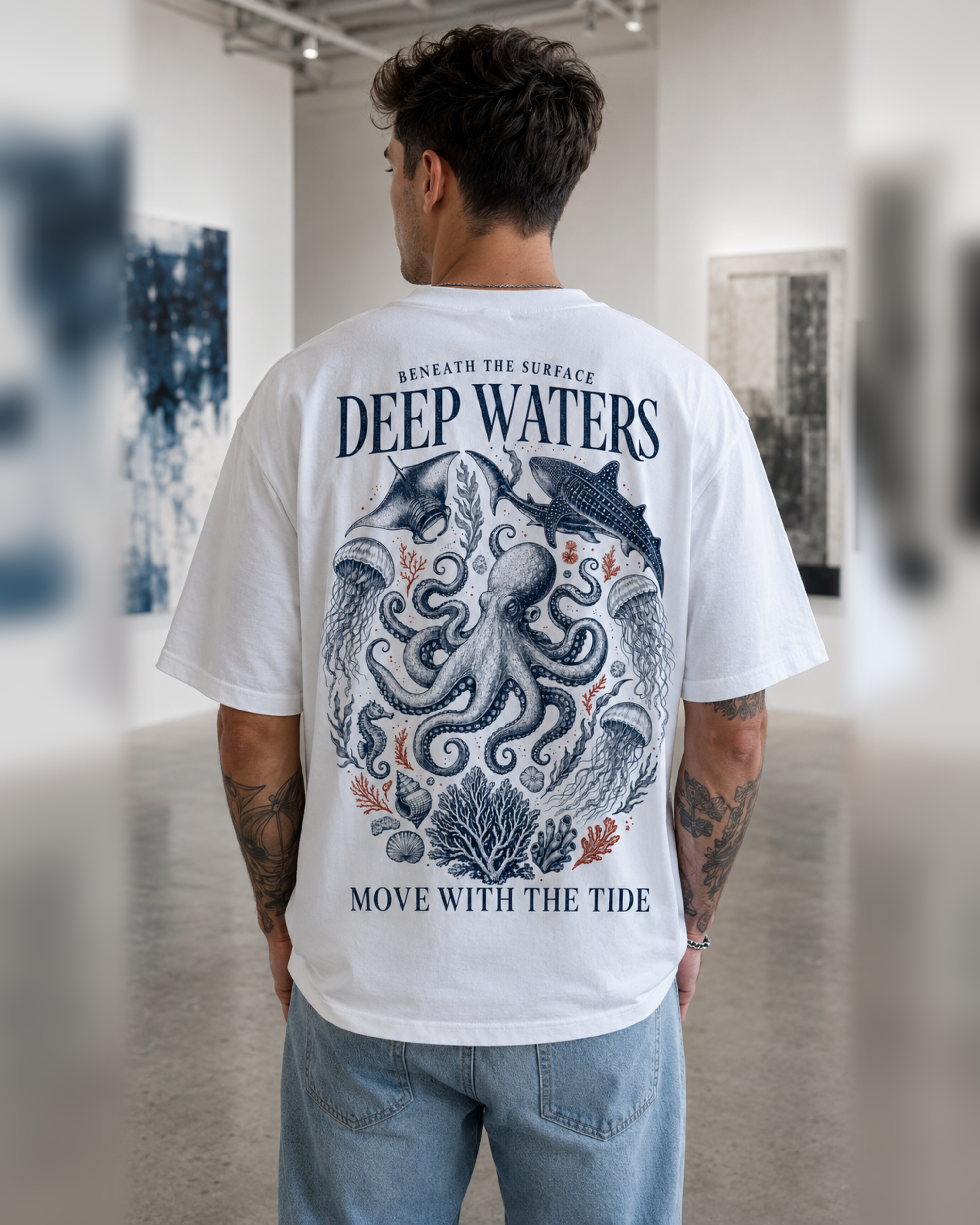 Deep Waters octopus graphic t-shirt - detail view