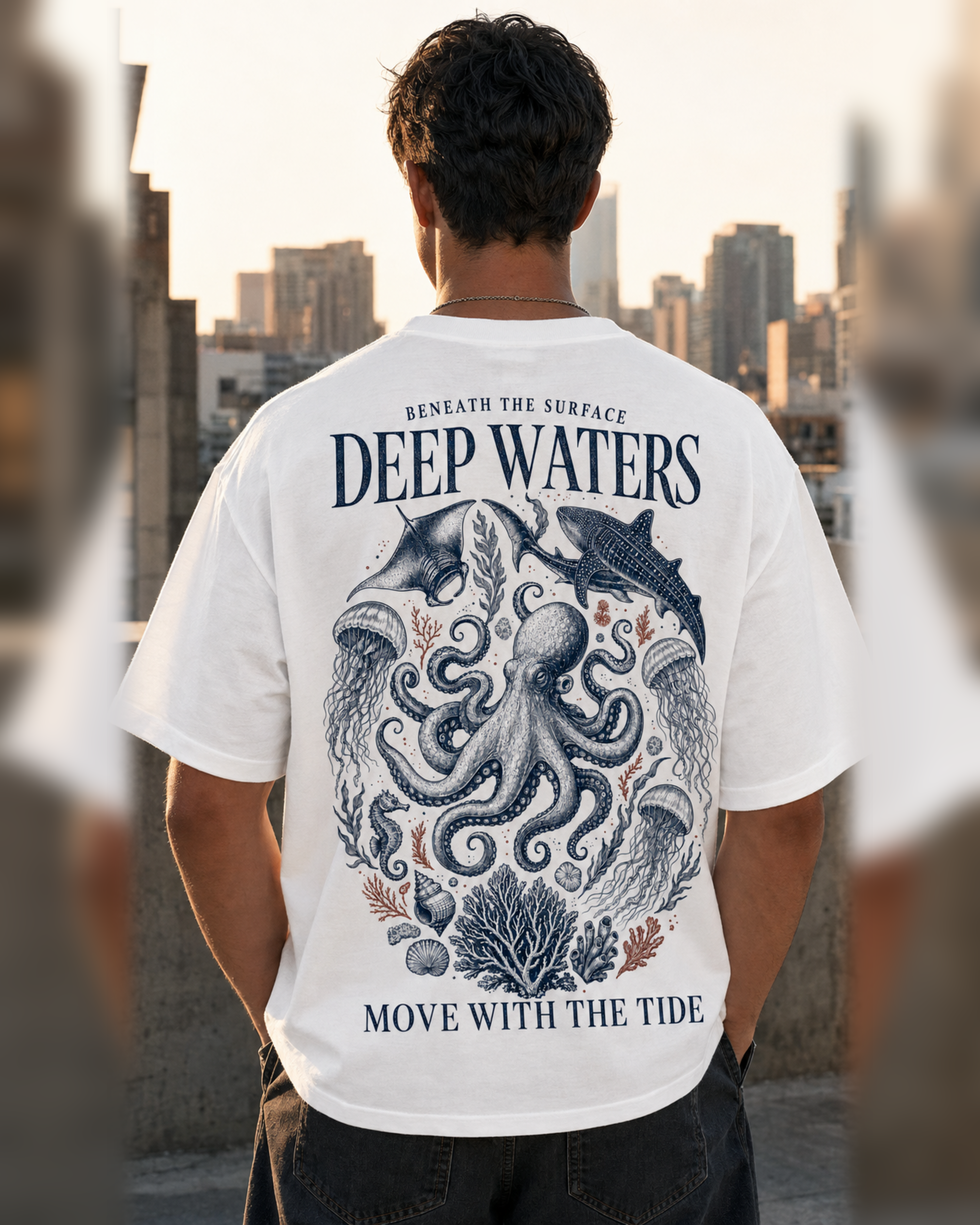 Deep Waters octopus graphic t-shirt - detail view