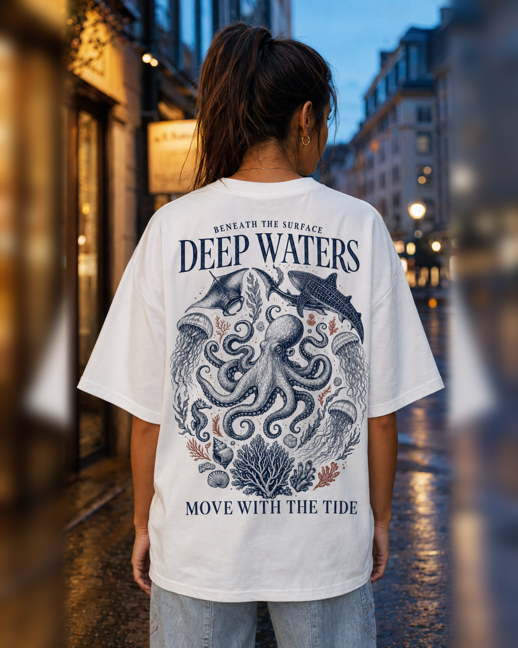 Deep Waters octopus graphic t-shirt - detail view