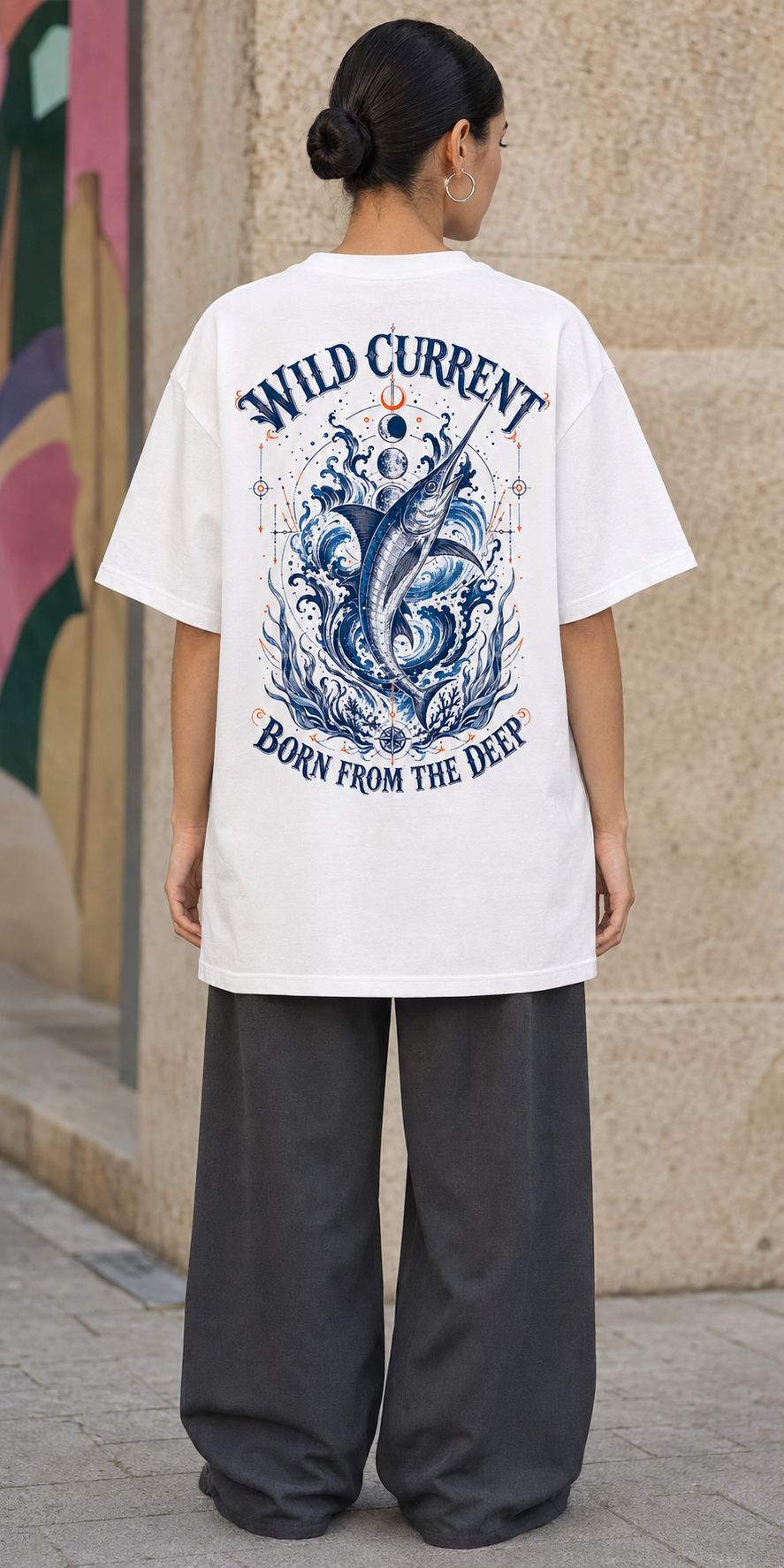 Wild Current marlin fishing graphic t-shirt - detail view