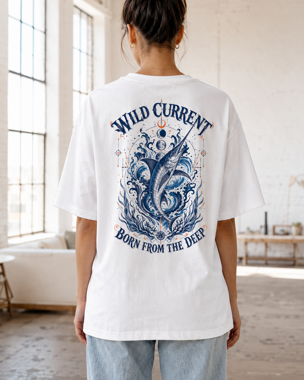 Wild Current marlin fishing graphic t-shirt - detail view