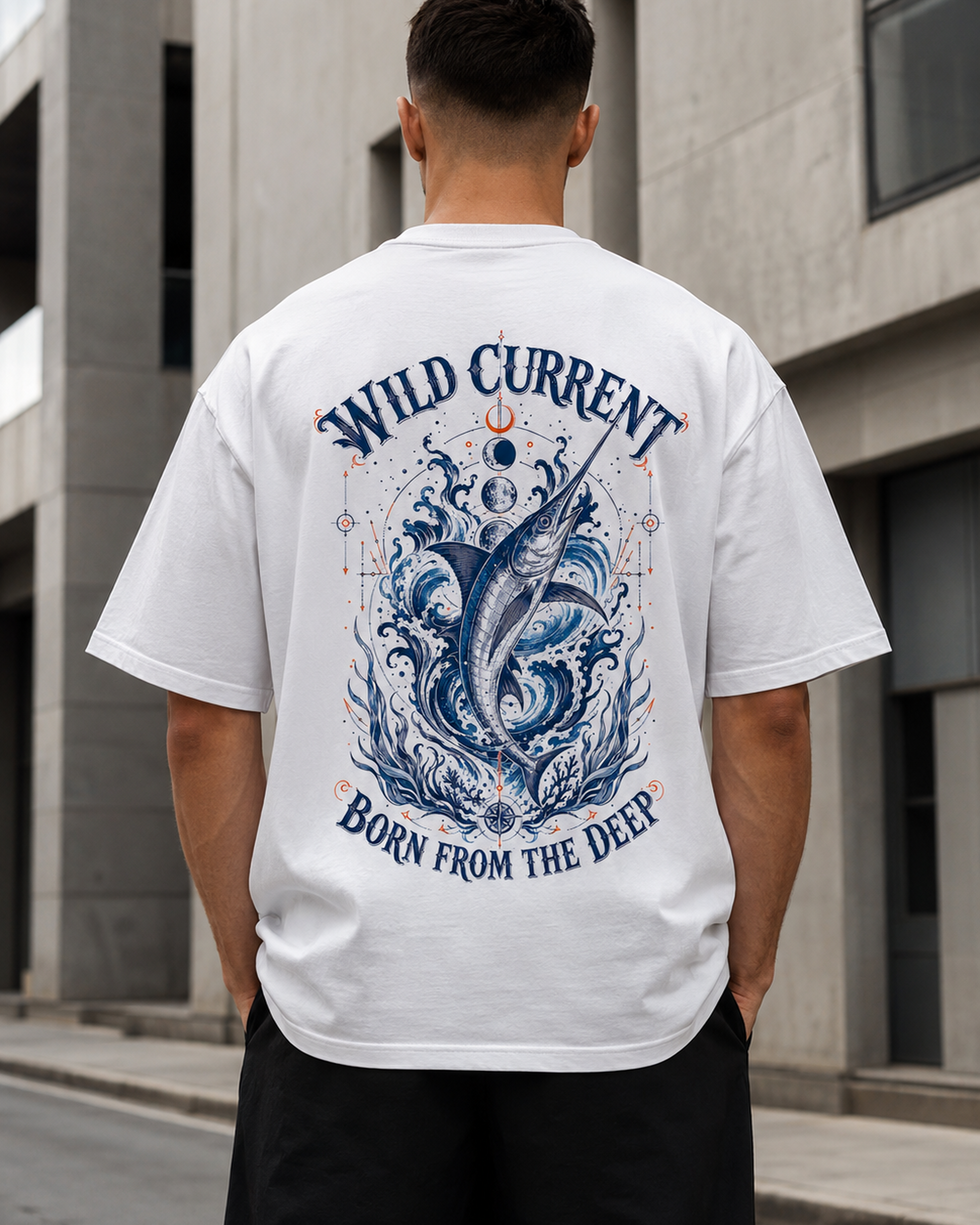 Wild Current marlin fishing graphic t-shirt - detail view