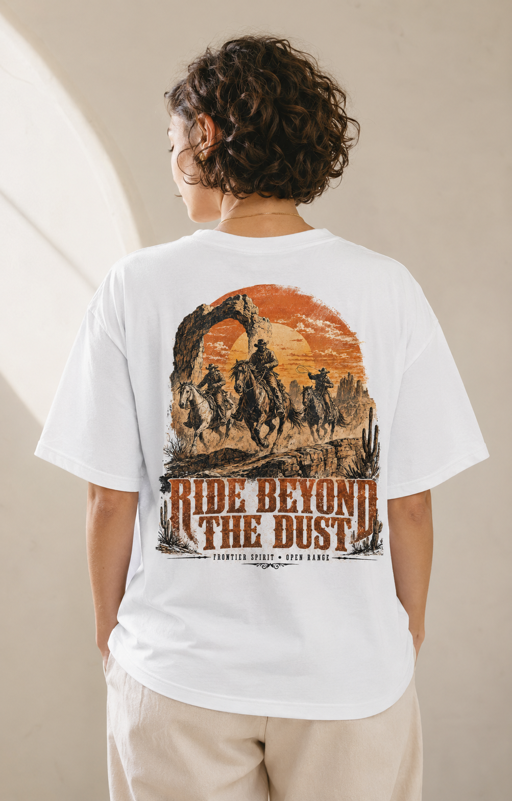 Western horse sunset graphic t-shirt - detail view