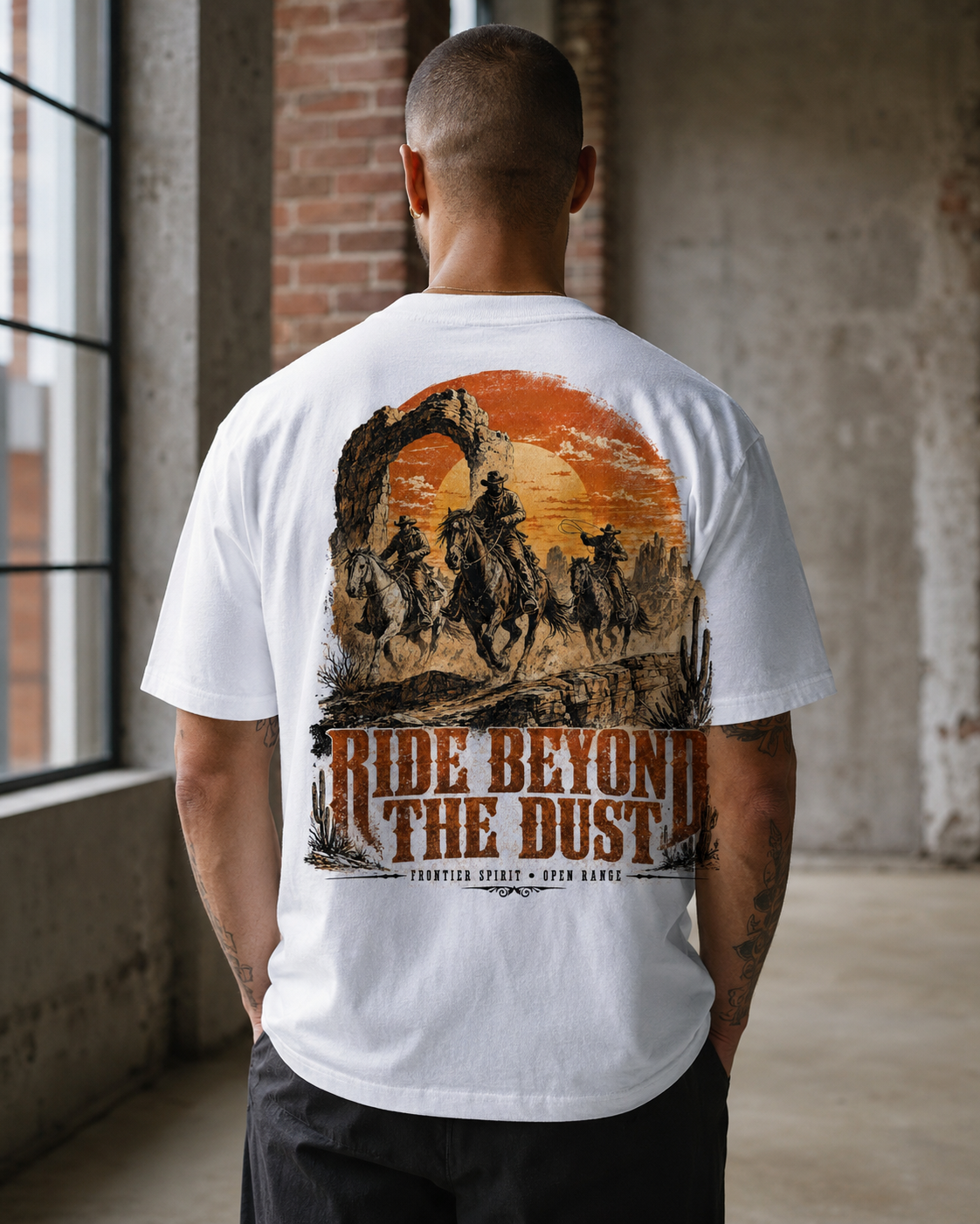 Western horse sunset graphic t-shirt - detail view