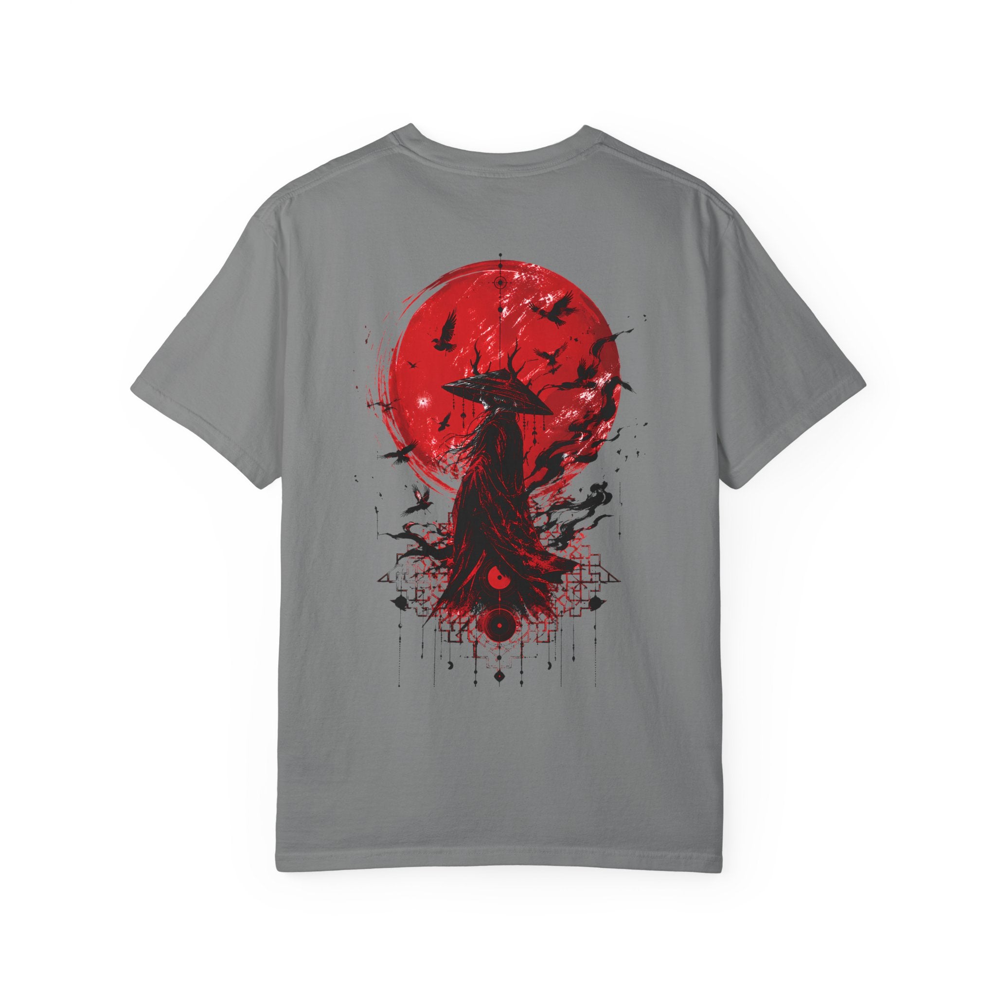 Japanese samurai red moon graphic t-shirt - color option