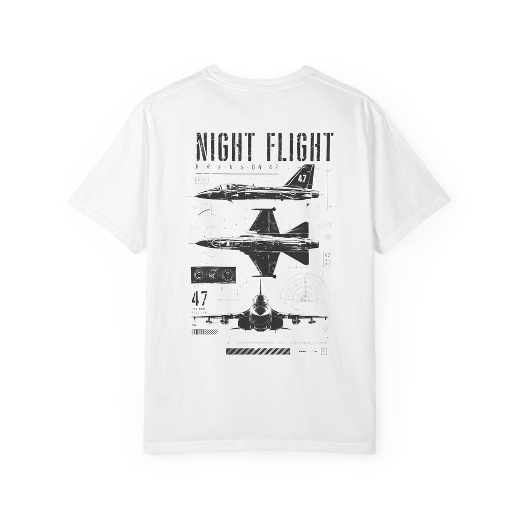 Night Flight Jet Graphic T-Shirt, Vintage Aviation Relaxed Fit Tee