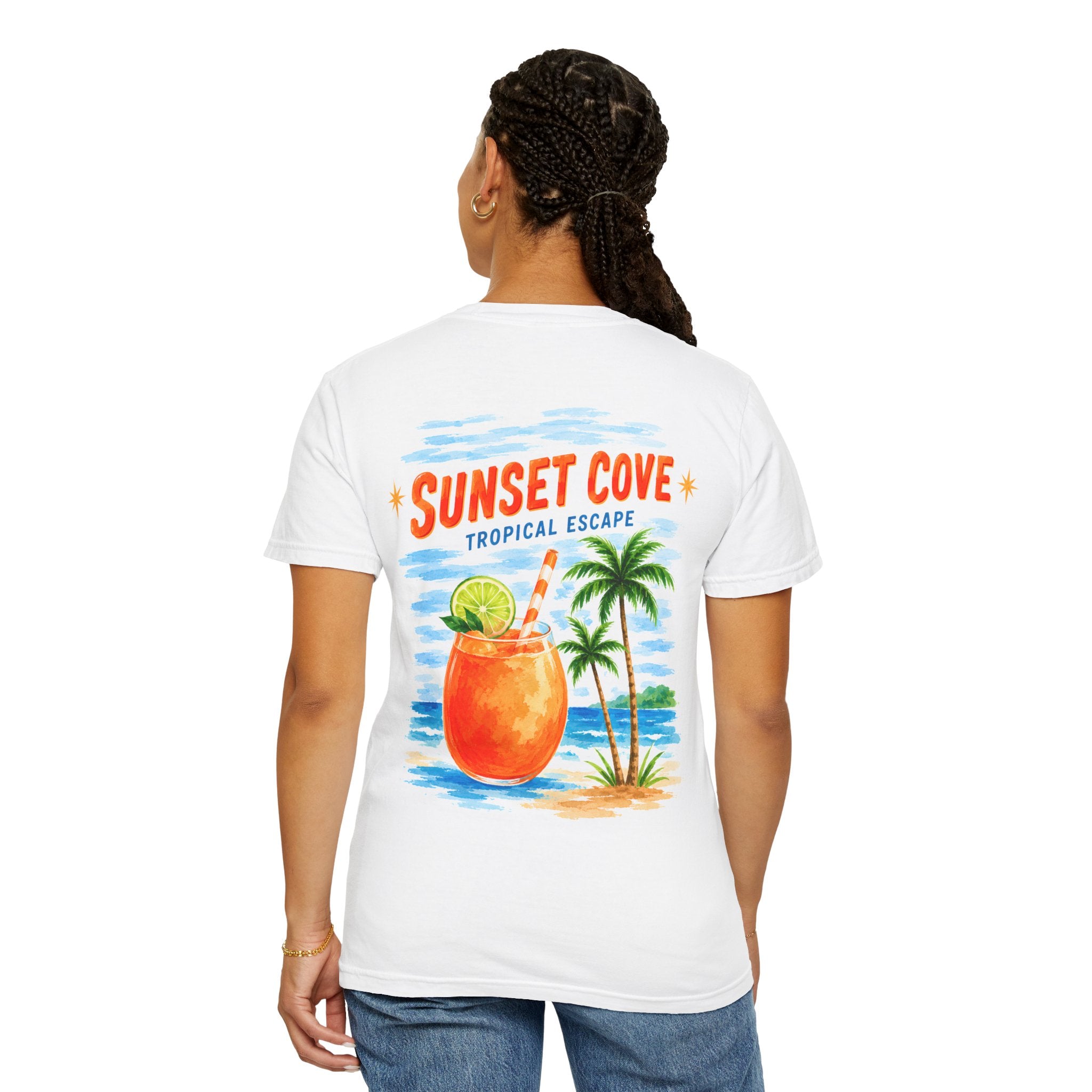Sunset Cove tropical cocktail graphic t-shirt - product photo 17