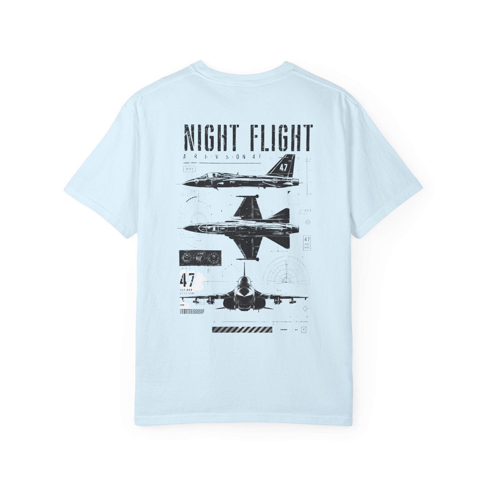 Night Flight Jet Graphic T-Shirt, Vintage Aviation Relaxed Fit Tee