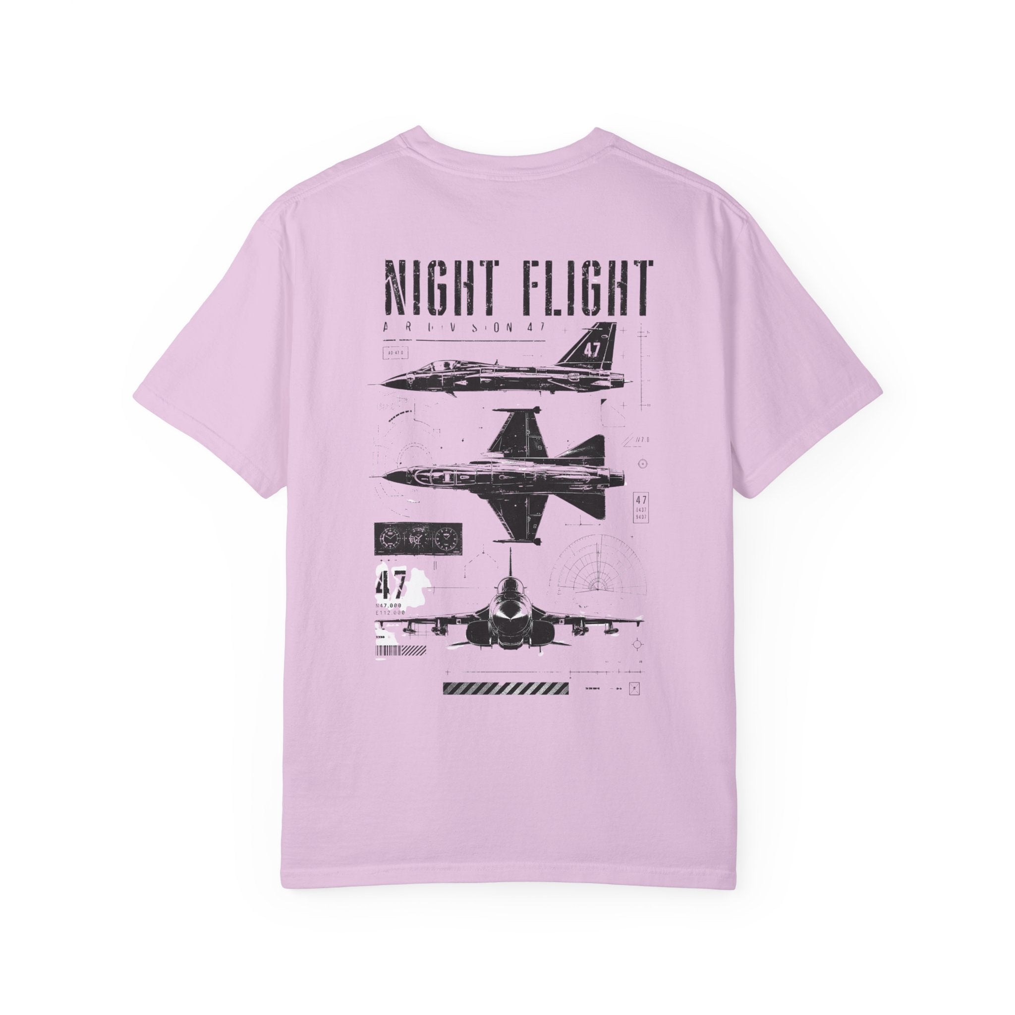 Night Flight Jet Graphic T-Shirt, Vintage Aviation Relaxed Fit Tee