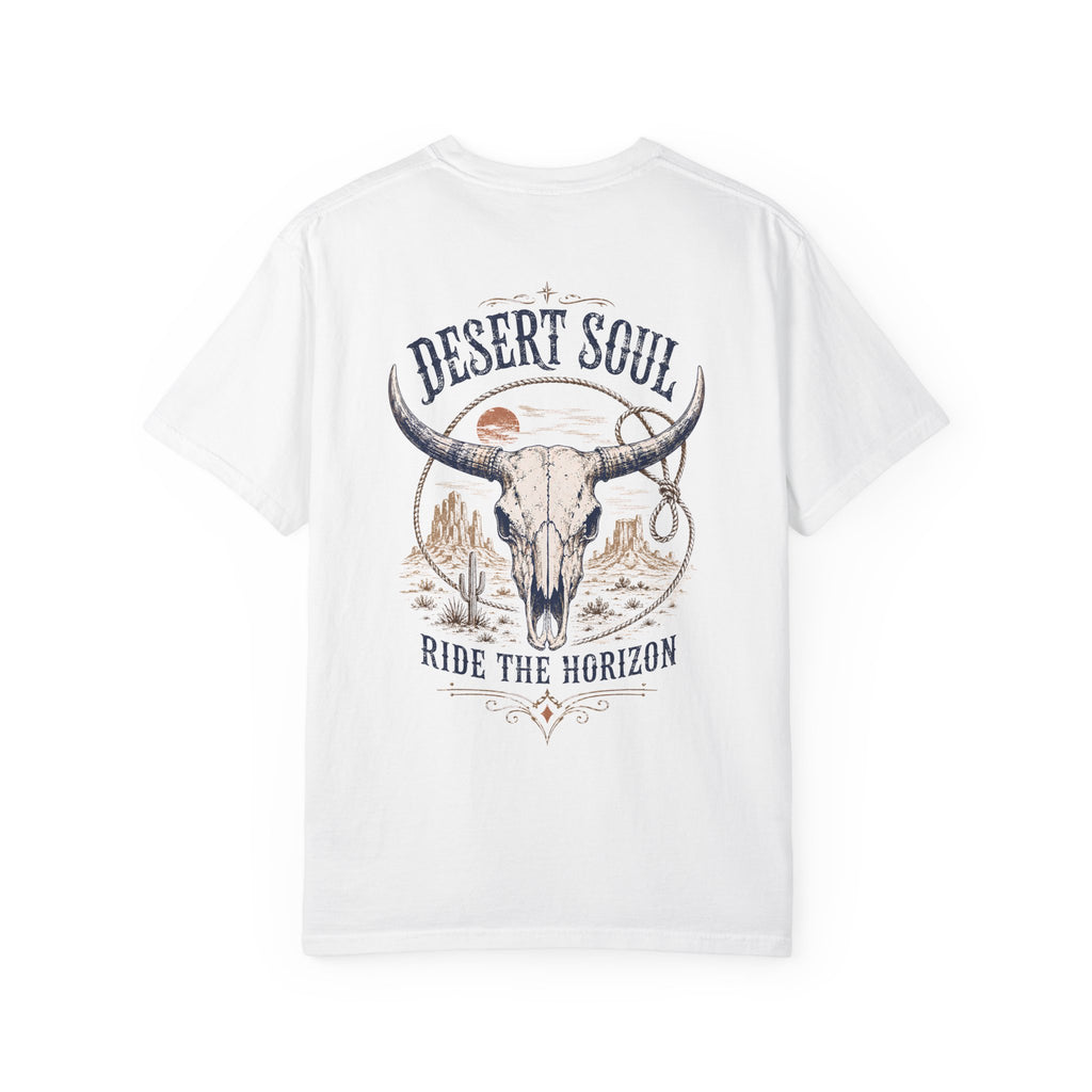 Desert Soul Western longhorn skull graphic t-shirt - detail view