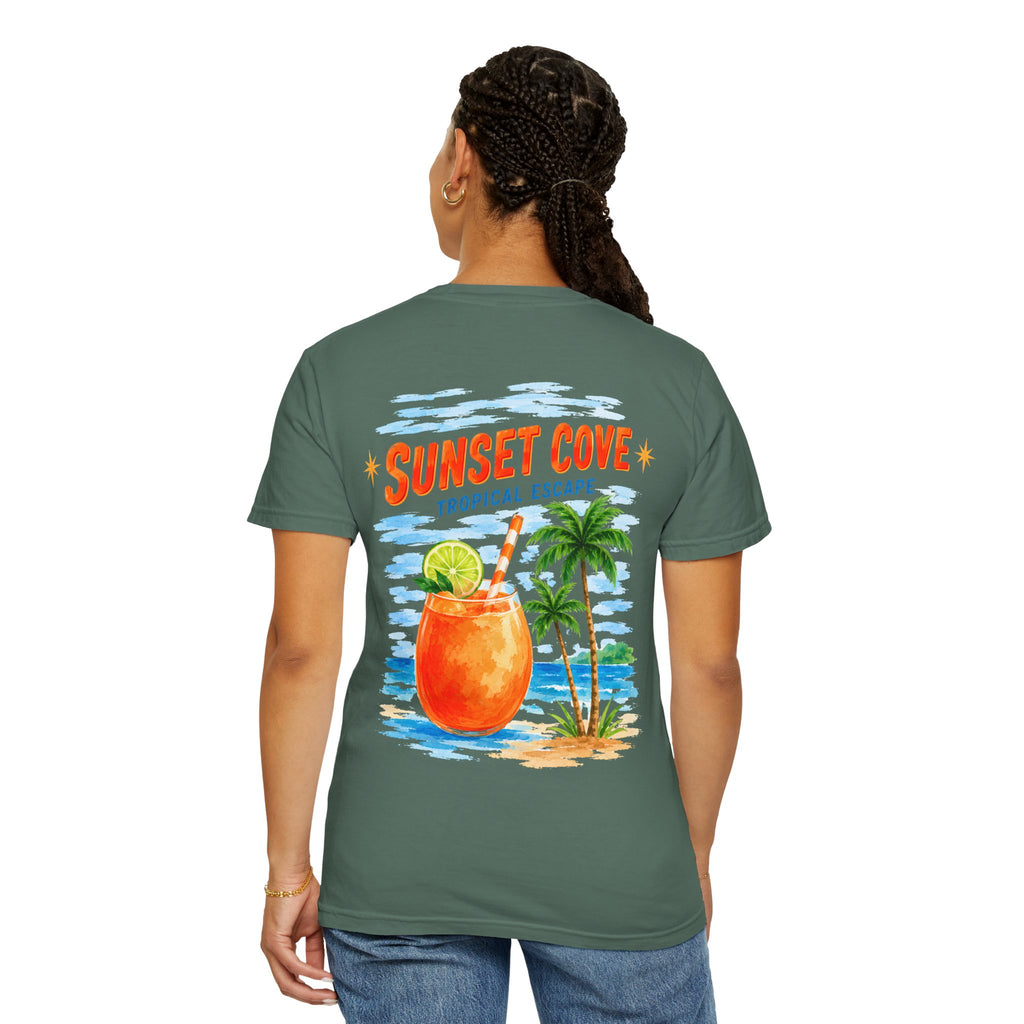 Sunset Cove tropical cocktail graphic t-shirt - product photo 19