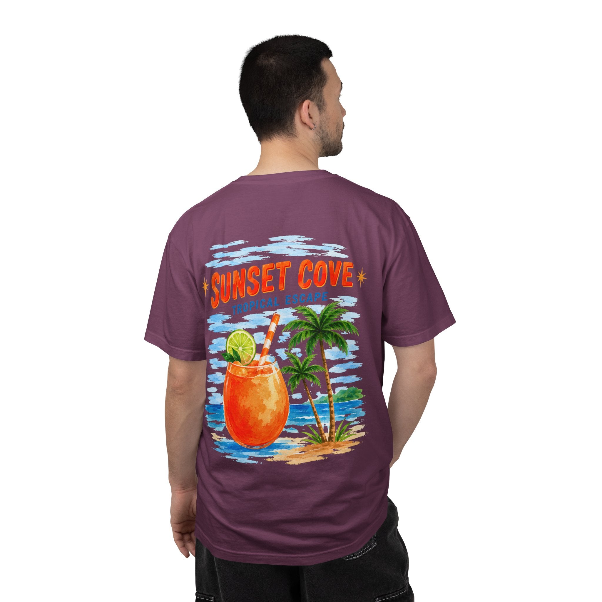 Sunset Cove tropical cocktail graphic t-shirt - product photo 11