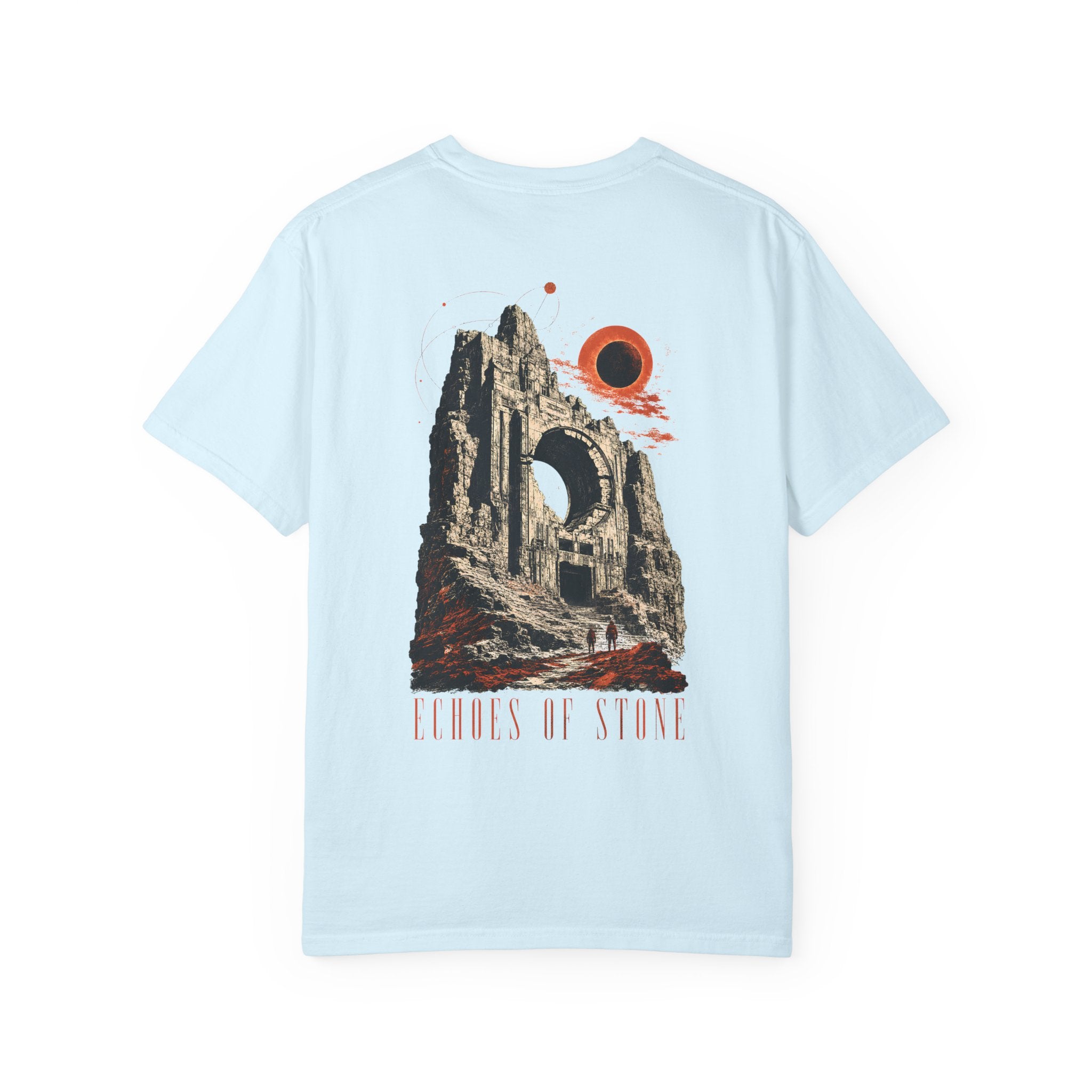 Vintage Ruins Graphic T-Shirt – Echoes of Stone Eclipse Back Print Tee
