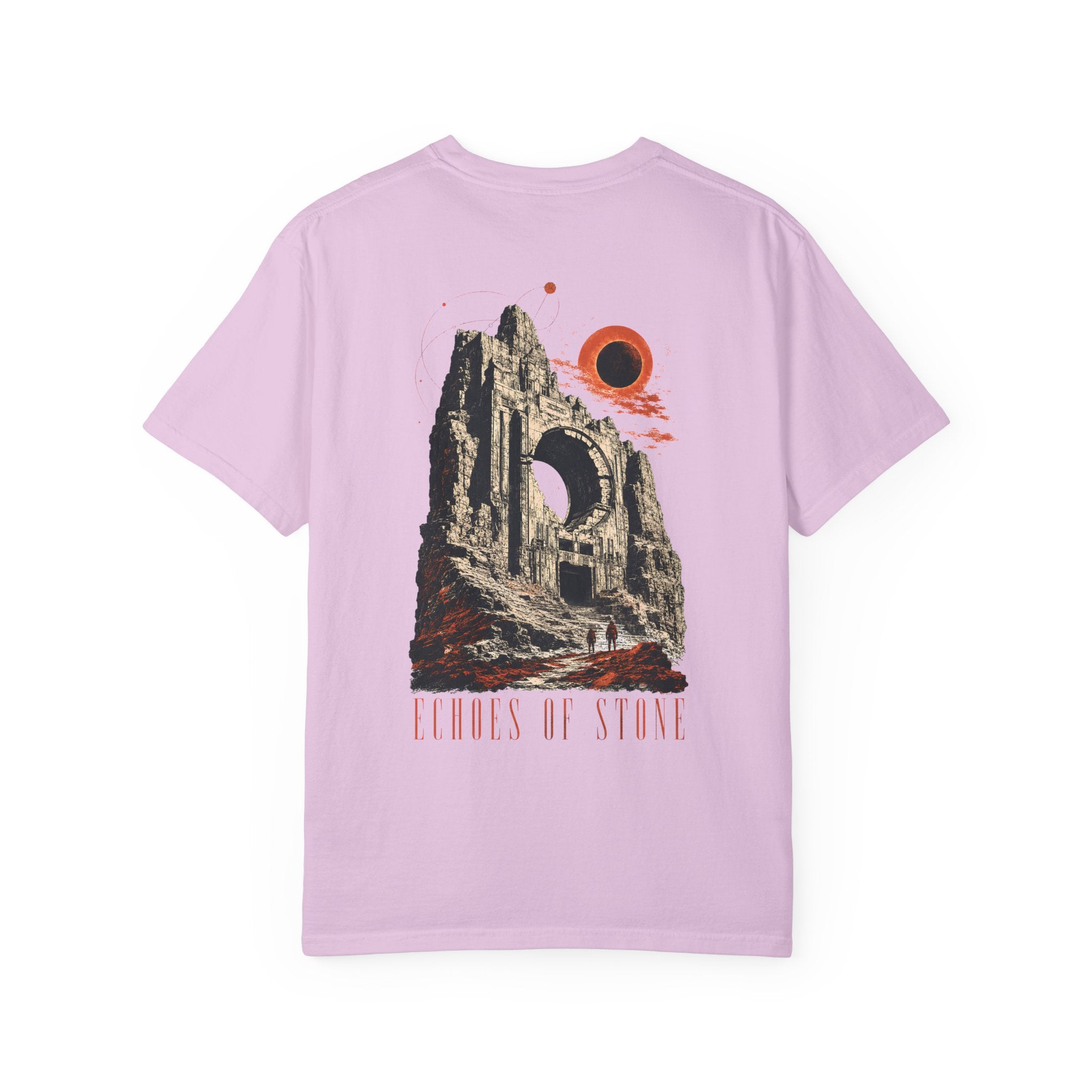 Vintage Ruins Graphic T-Shirt – Echoes of Stone Eclipse Back Print Tee