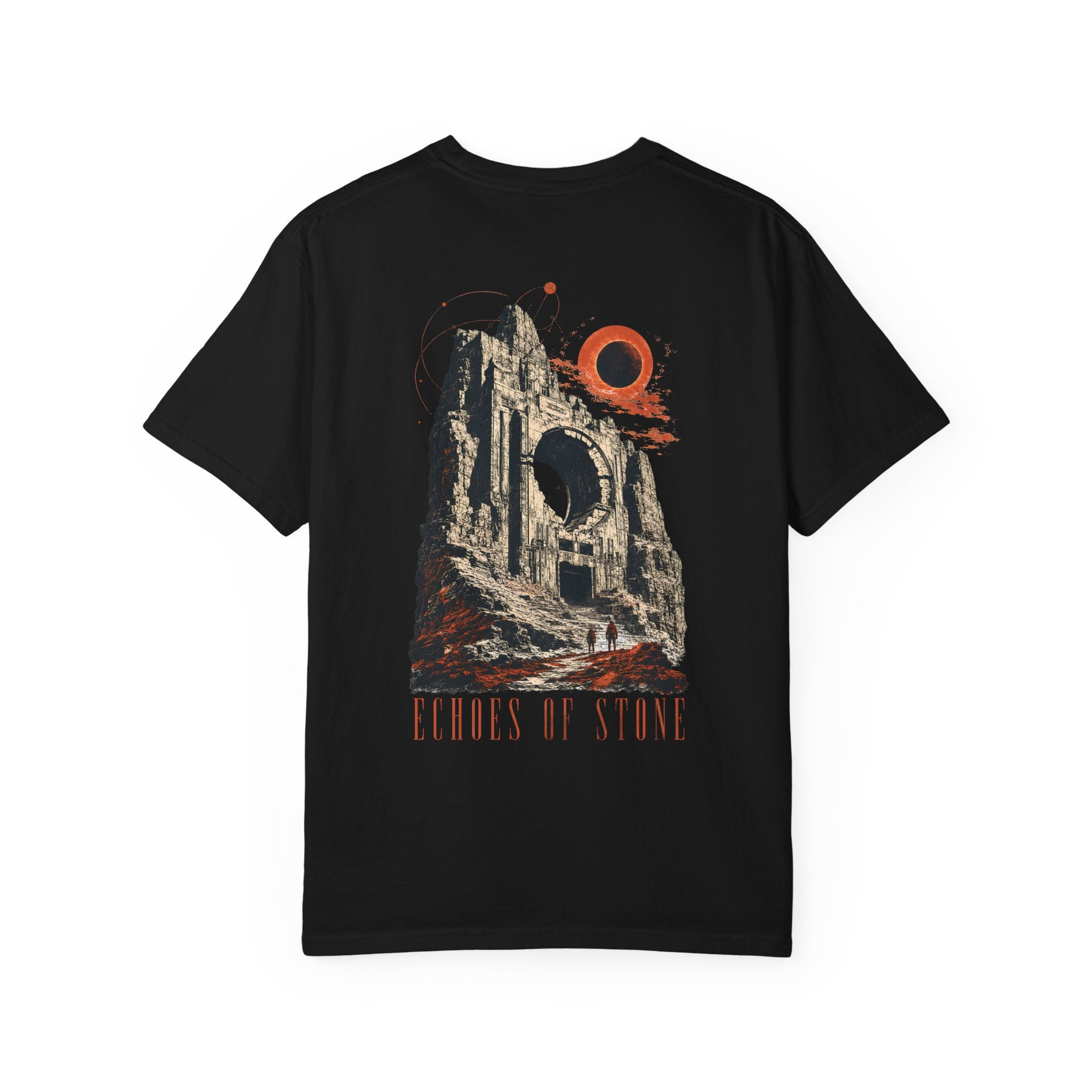 Vintage Ruins Graphic T-Shirt – Echoes of Stone Eclipse Back Print Tee