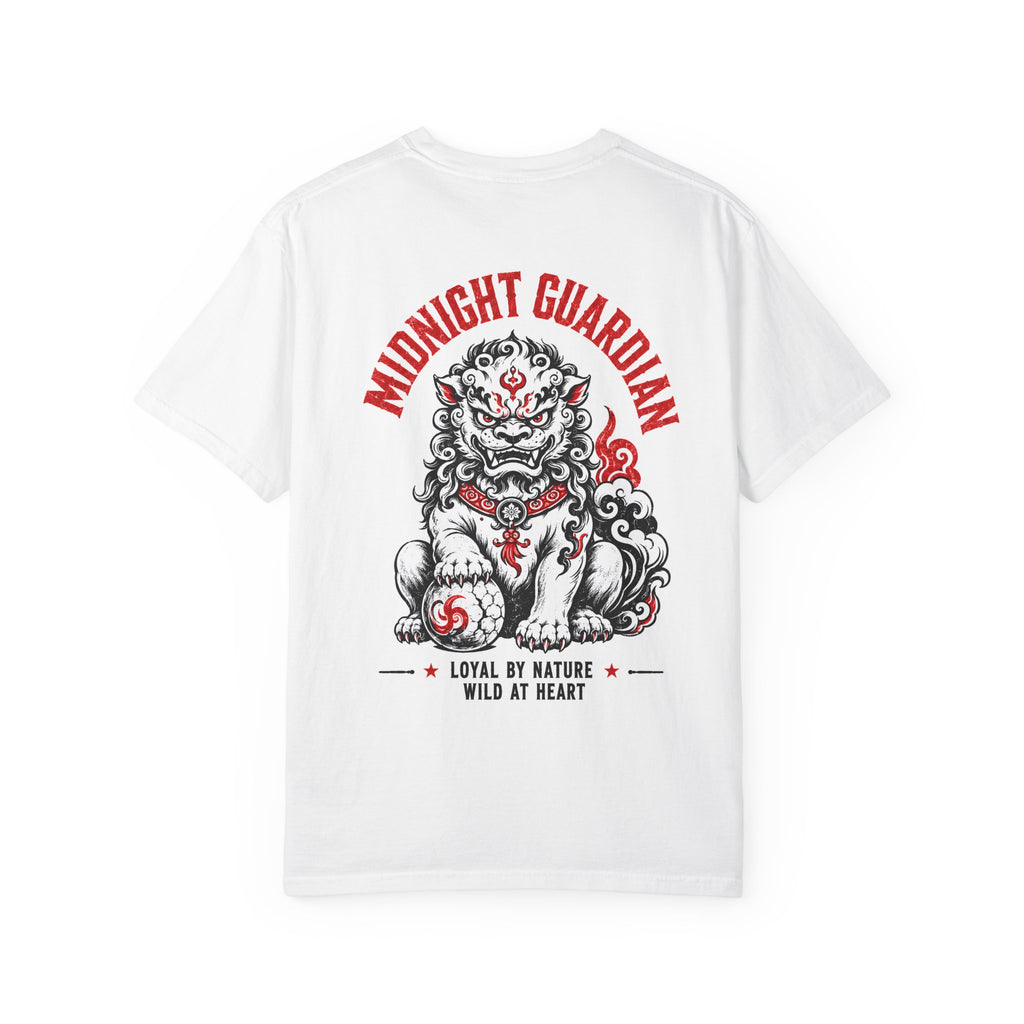 Midnight Guardian Graphic T-Shirt – Japanese Lion Back Print Tee