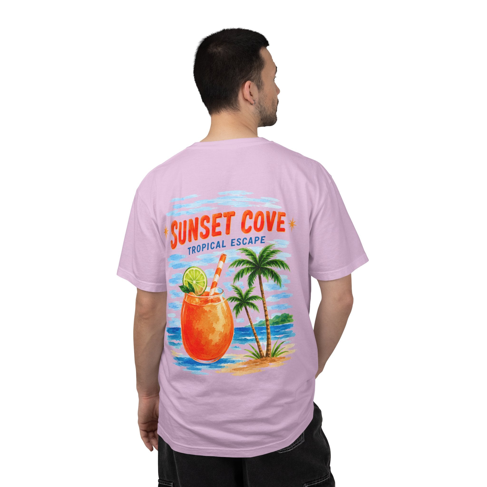Sunset Cove tropical cocktail graphic t-shirt - product photo 9