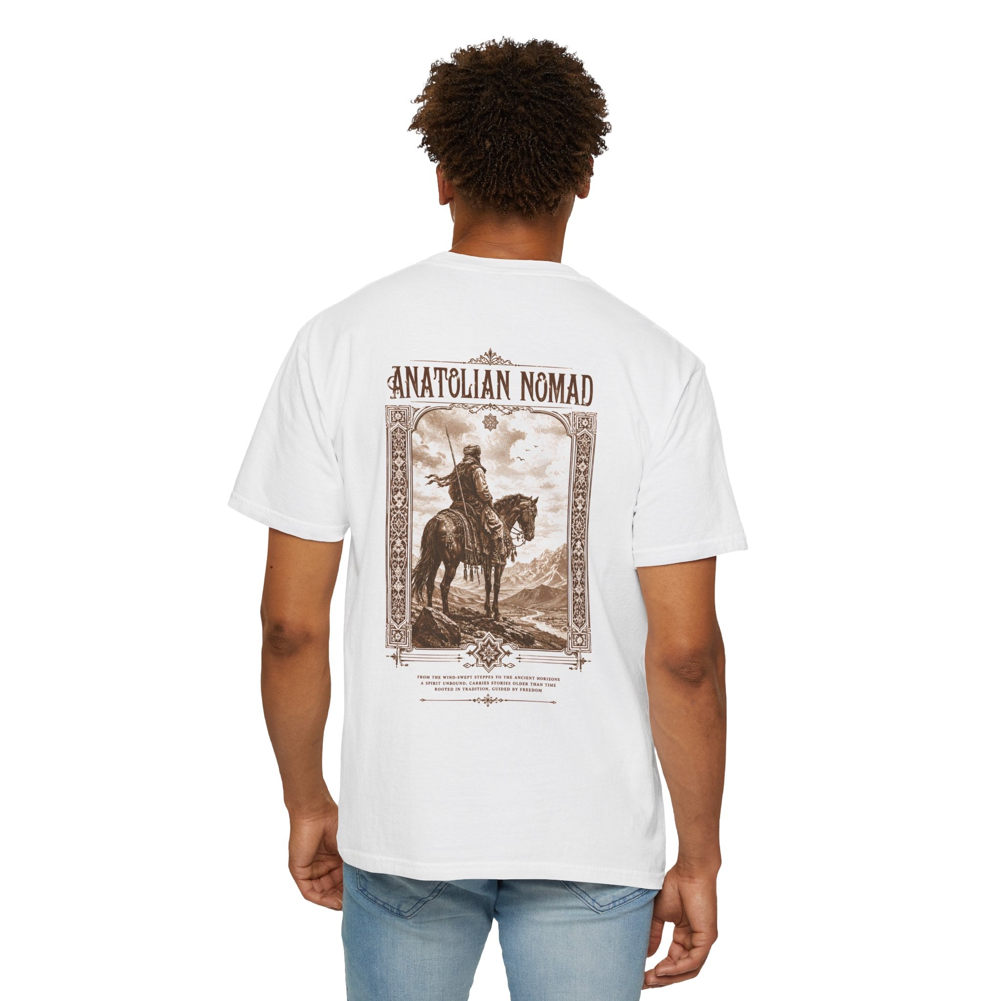 Anatolian Nomad vintage horseback warrior t-shirt - detail