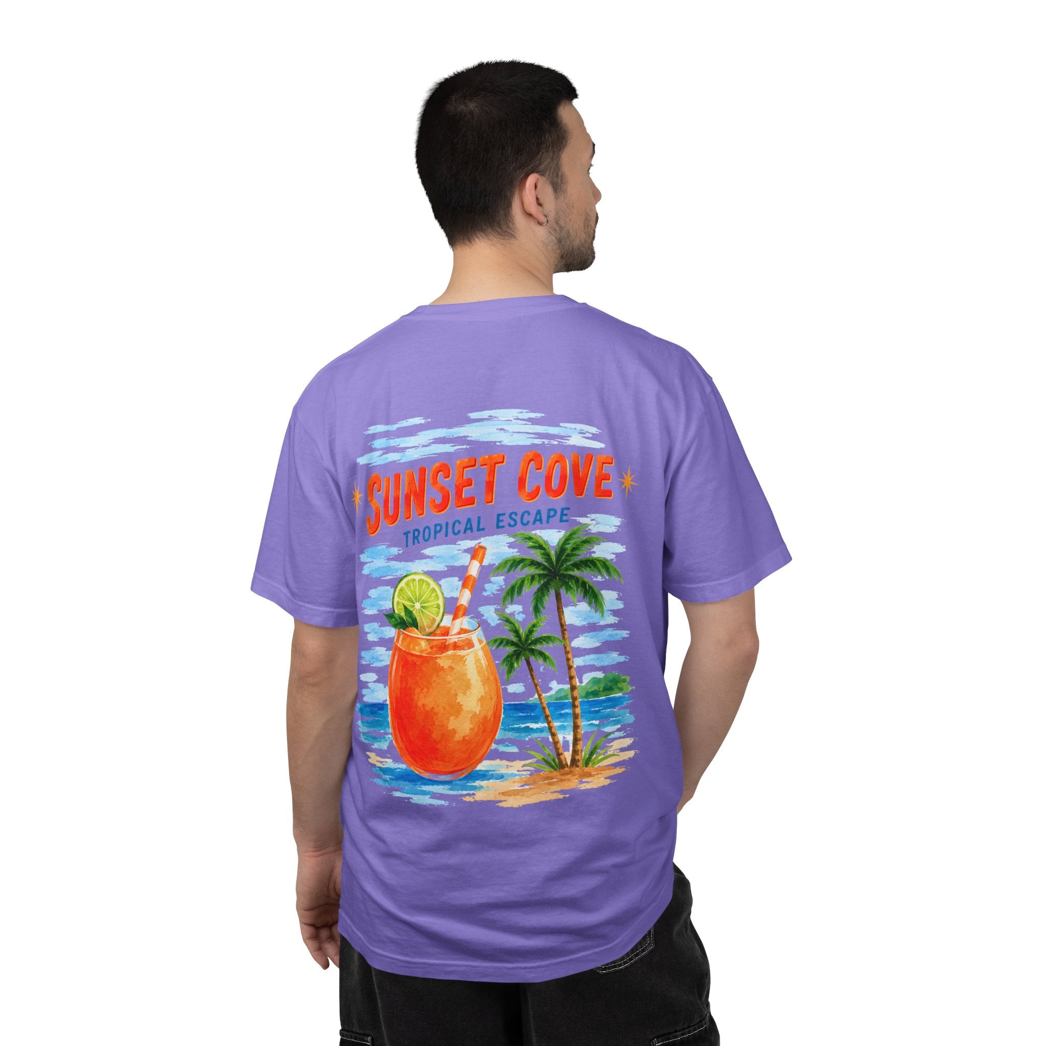 Sunset Cove tropical cocktail graphic t-shirt - product photo 8