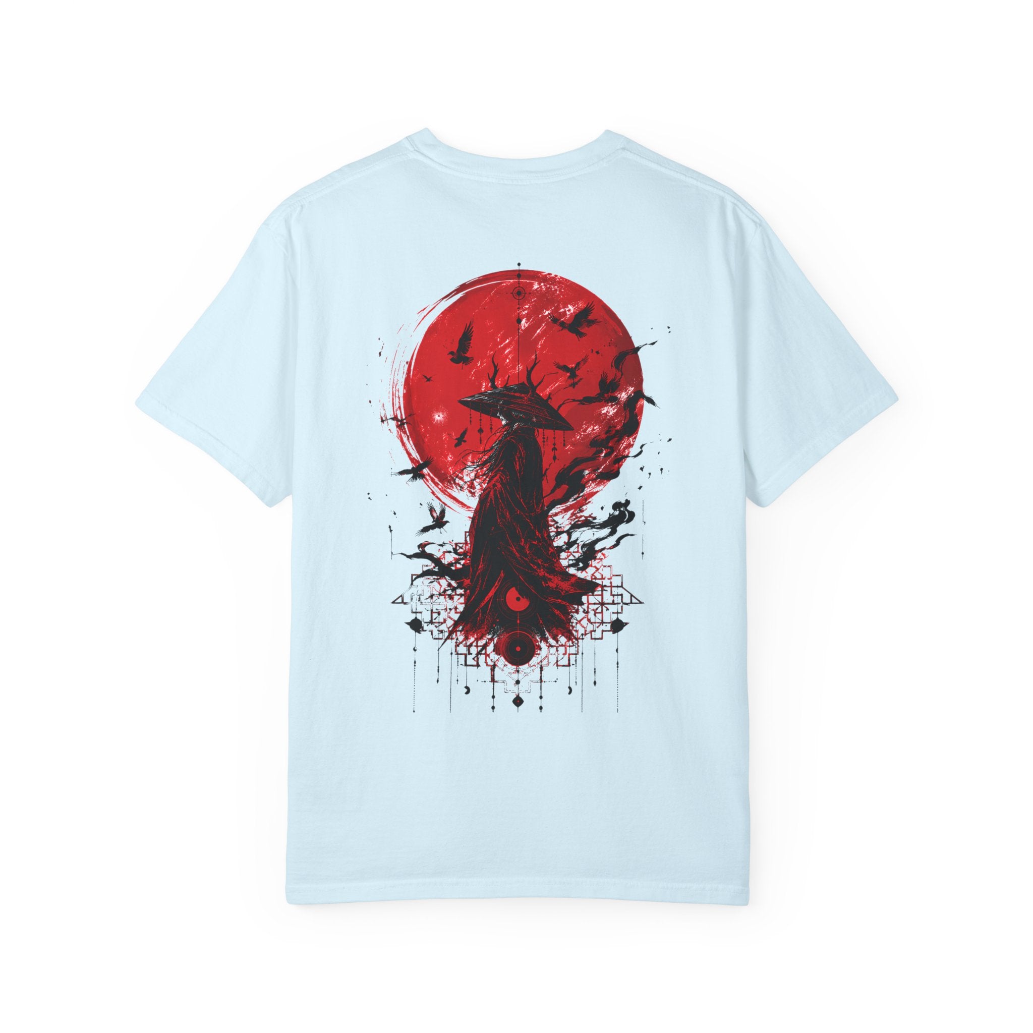 Japanese samurai red moon graphic t-shirt - color option